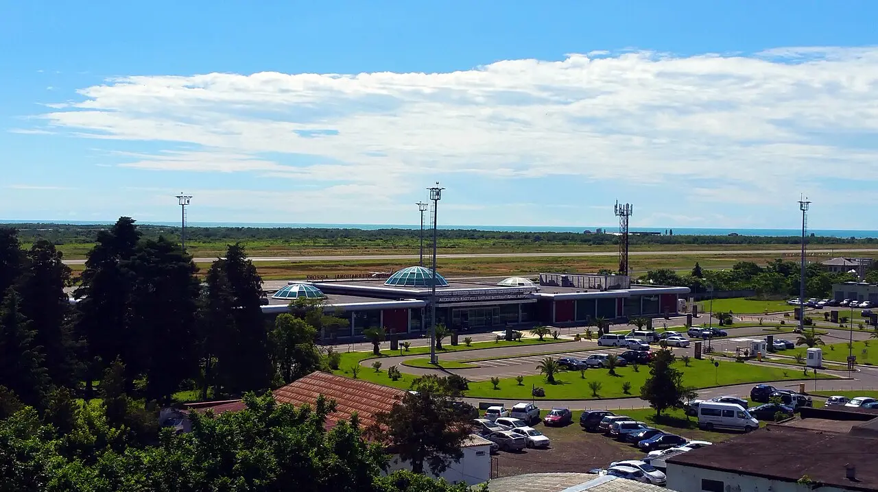 Batumi airport by the Black Sea, seen from above