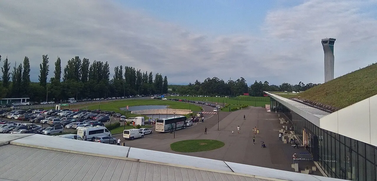 Modern Kutaisi airport terminal with control tower