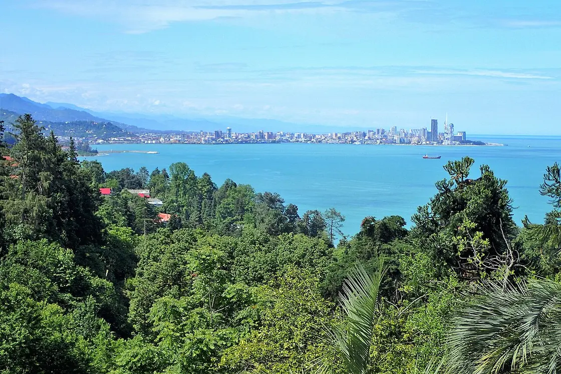 Panorama of Batumi and the coast seen from the botanical garden