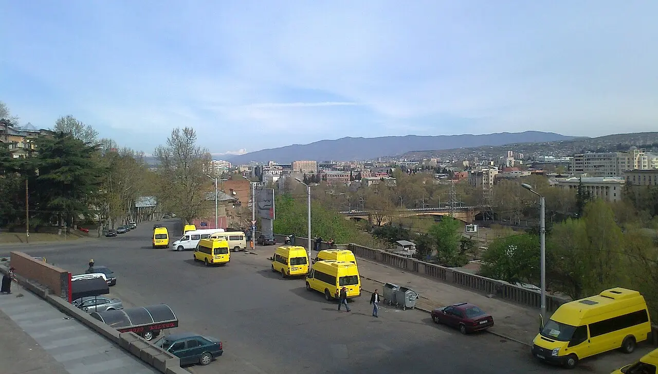 City minibuses in downtown Tbilisi