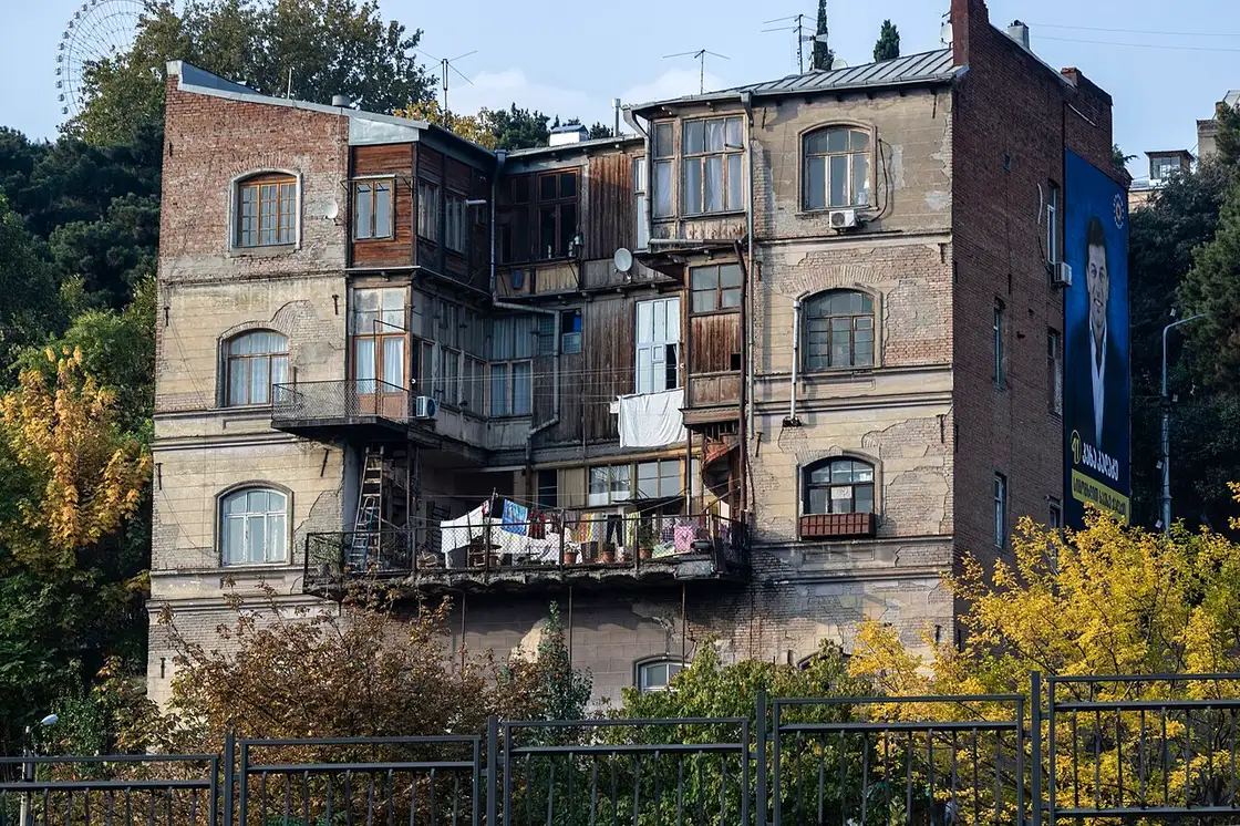 Residential districts of Tbilisi with apartment blocks