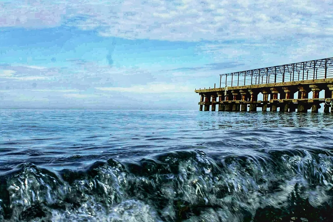 The sea and an old pier at Kobuleti on the Adjara coast