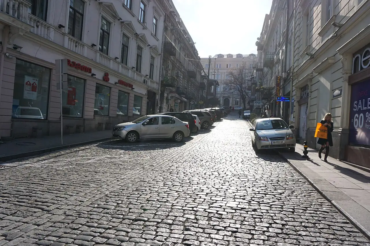 A residential Tbilisi street with houses