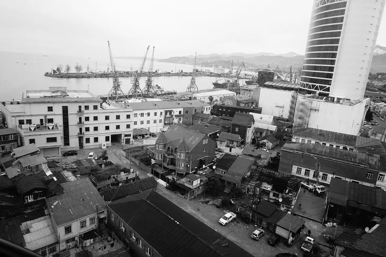 Argo gondolas against Batumi buildings