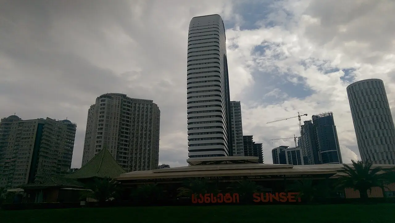 High-rise hotels and towers of the new part of Batumi by day