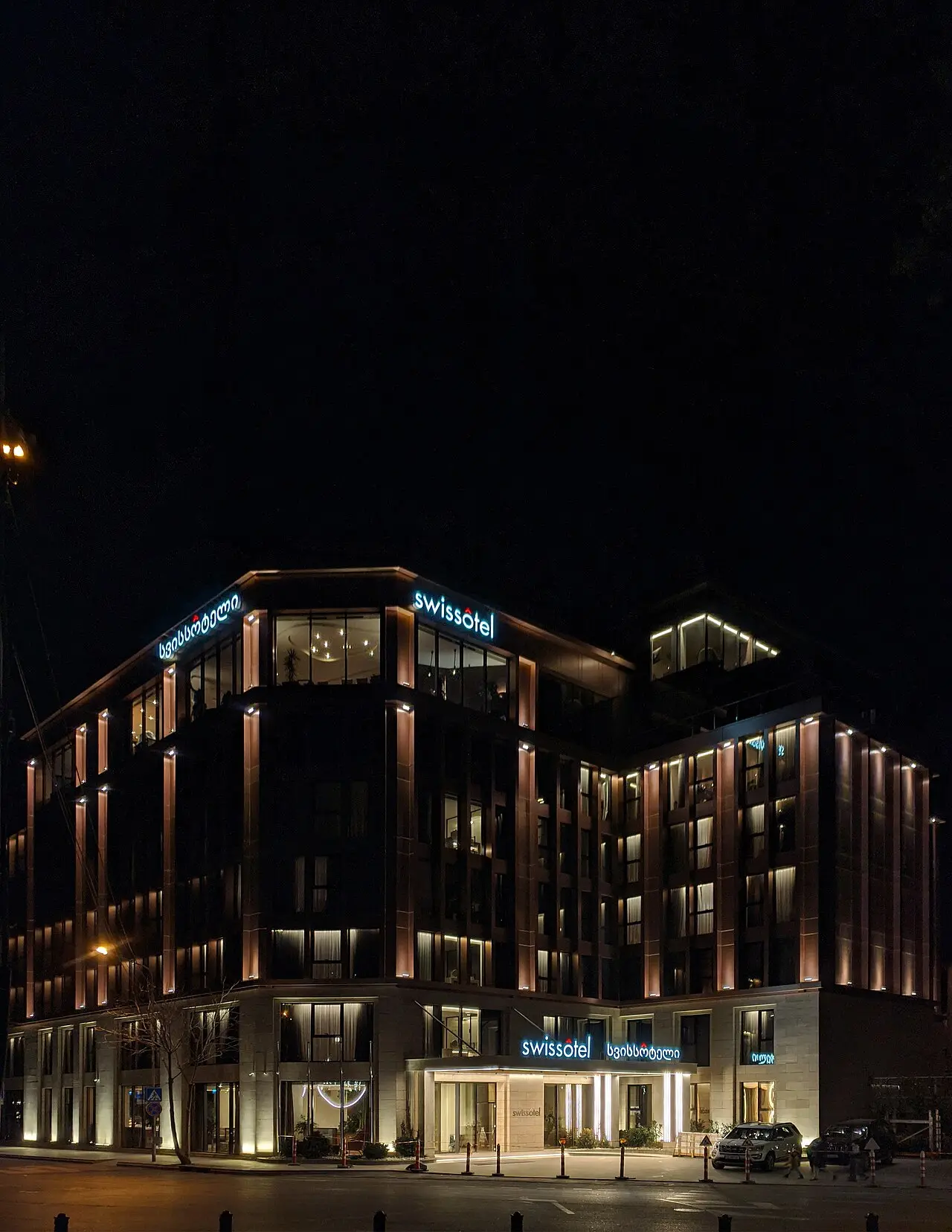 A modern high-rise hotel in Tbilisi