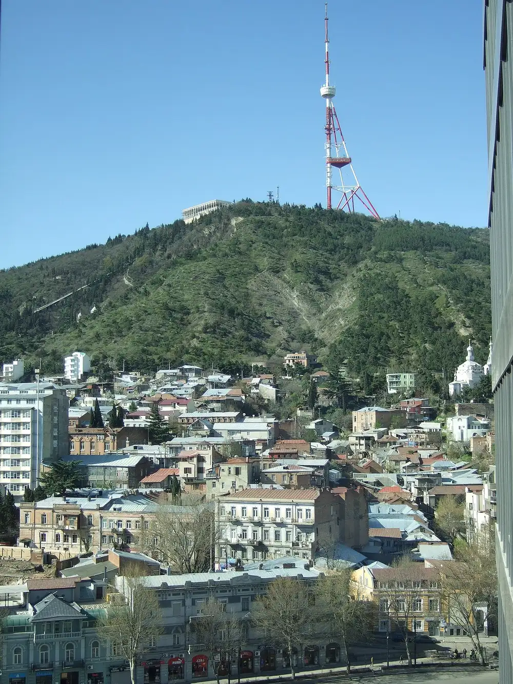 The Tbilisi TV tower on the summit of Mount Mtatsminda above the city
