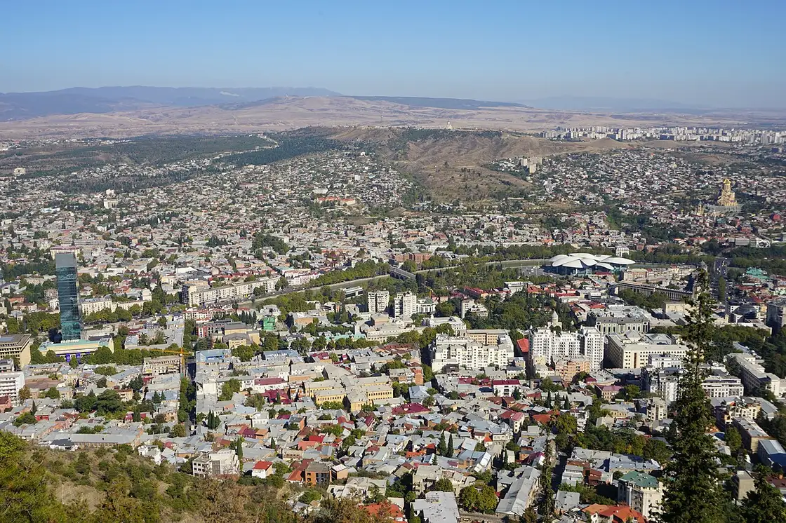 A view down over the districts of Tbilisi from Mount Mtatsminda