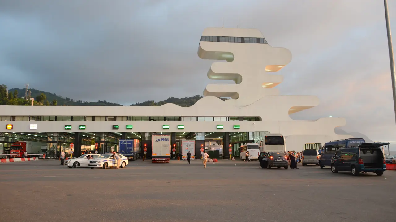 The Sarpi border crossing into Georgia on the Black Sea coast