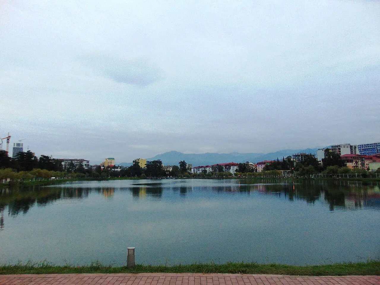 Green shores of Nurigeli Lake in Batumi