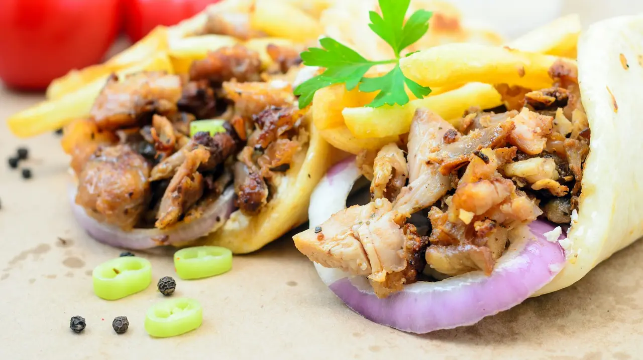 A chicken shawarma wrap