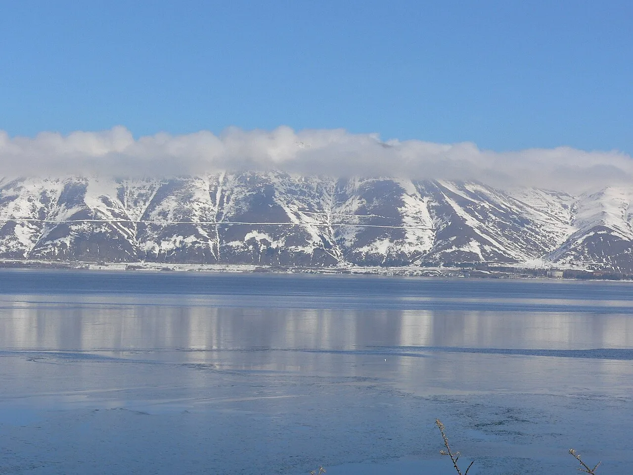 Lake Sevan seen from the highway between Yerevan and Tbilisi