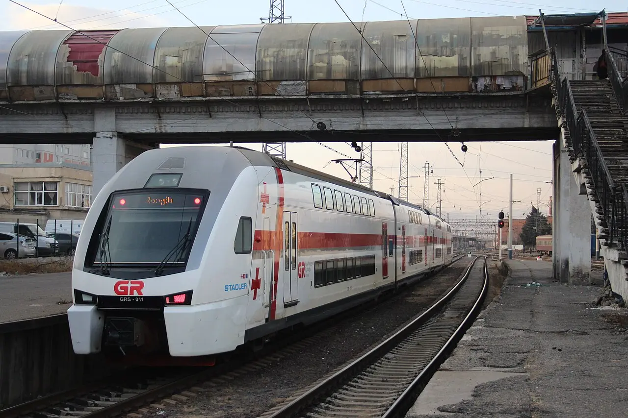 Georgian Railway Stadler train at the platform in Tbilisi